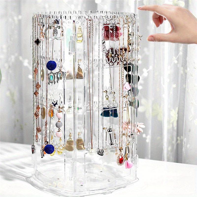 4-layer Jewelry Storage Rack, Summer Stuff Clear Rotatable Jewelry Display Stand, Jewelry Organizer for Earrings, Ear Studs & Necklaces, Vanity Desk Accessories, Jewelry Storage Organizer, Home Room Shop Decor