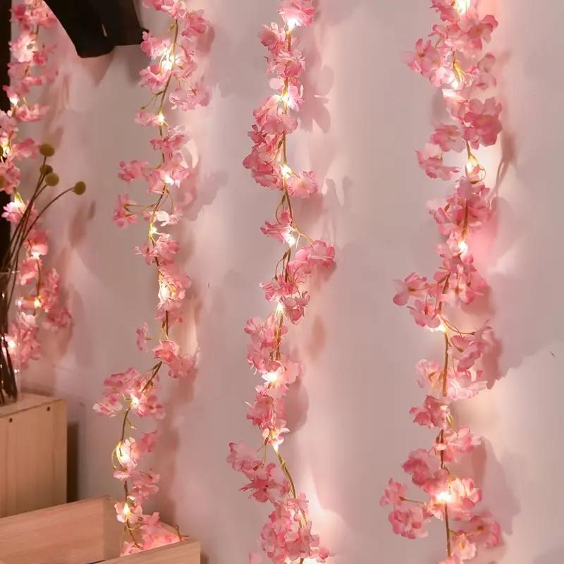 Christmas 2m Artificial Floral Vine Design String Light (1 Count), Valentine's Day Decor, Faux Cherry Blossom String Light, Decorative Light for Home Room Wedding Party, Valentines Gift Ideas