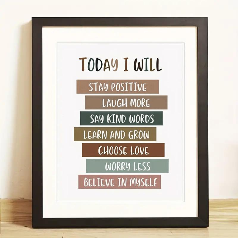 Slogan Pattern Poster without Frame, Positive Slogan Wall Art, Wall Hanging Decor for Home Office School