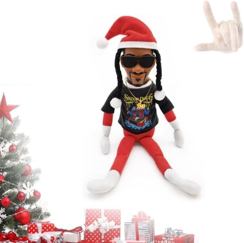 Snoop on a Stoop Christmas Elf Doll Decoration,Handmade Elf Doll, Hip Hop Doll Christmas Ornaments Plush Doll Toy for Christmas Party Holiday Home Garden Decor