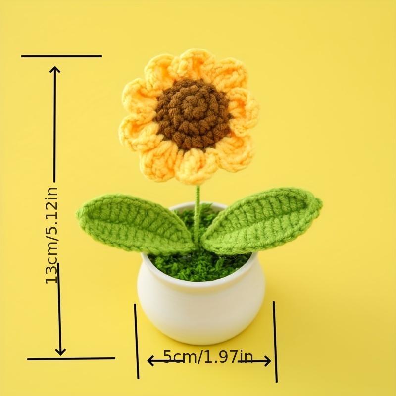 Knitted Sunflower Potted Flower, 1 Count Creative Desktop Artificial Decorative Potted Plant, Flower Decoration for Home