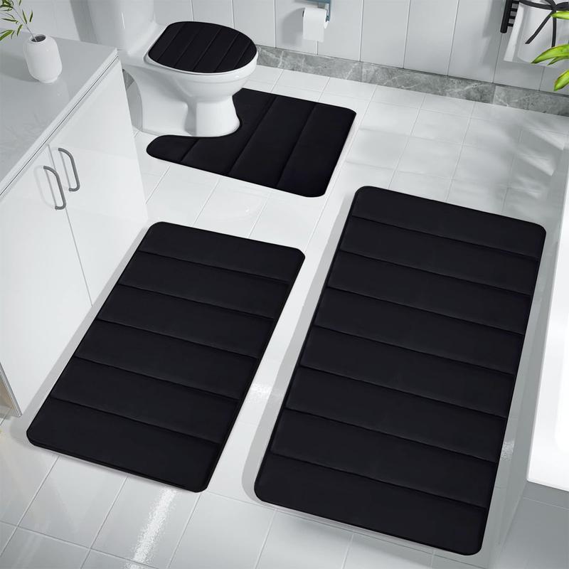 4 Pcs Memory Foam Bath Mat Toilet Mats Bathroom Rugs Soft Comfortable Bathroom Rugs Water Absorption Non Slip Thick Machine Washable Easier To Dry Santa Claus