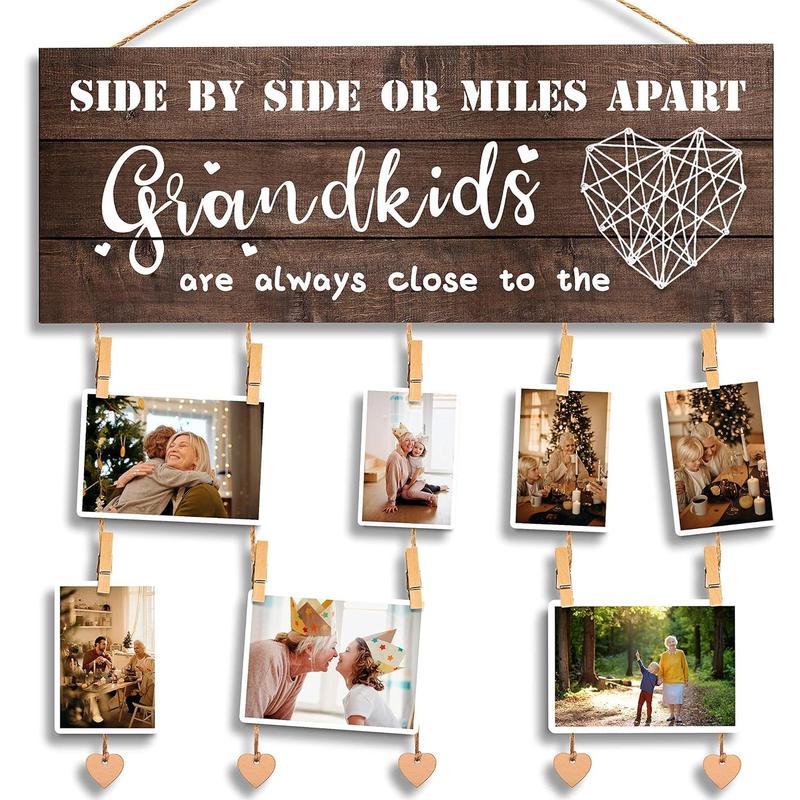 GED Grandma Gifts Nana Photo Holder, Gifts for Grandmother Present from Granddaughter and Grandson, Clips and Twine for Photo Hanging, Grandkids Photo Frame for The Best Grammy Ever Gifts