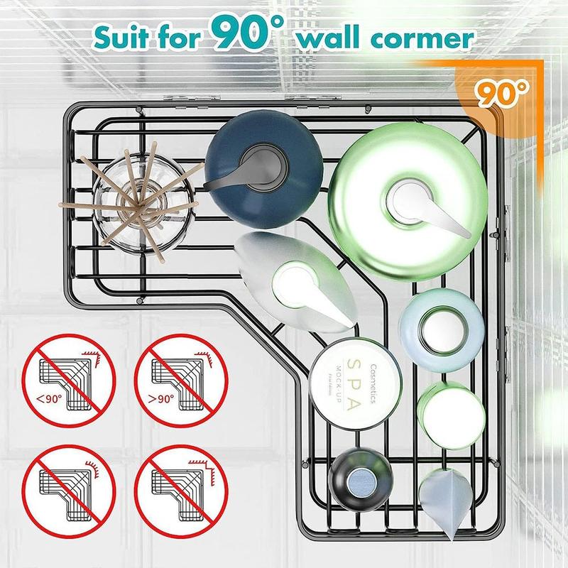 Five-Piece Set Shower Caddy Shelf, Bathroom Shower Organizer Rack For Holding Shampoo Soap, No Drilling Multifunctional Self Adhesive Black Bathroom Shelves Basket, Bathroom Toilet Essentials Adhesive Shower shelf organizer