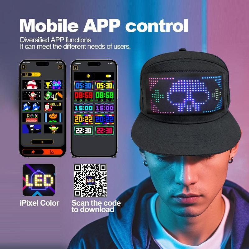 Led Display Hat, 1 Count USB Rechargeable Cool Light Up Hat with Multi-language Text & Image Editing, Party Hat for Street Dance Party, Holiday Party