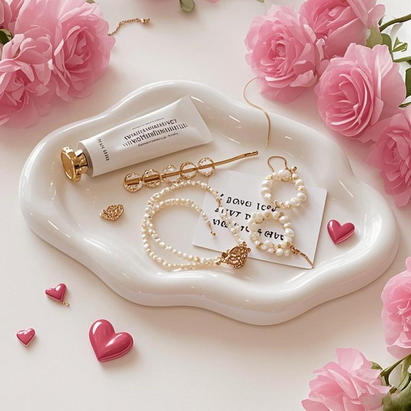 Unique Cloud Shaped Jewelry Dish Tray, 1 Count Ceramic Ring Storage Holder, Jewelry Storage Tray for Home Bedroom without Jewelry, Gifts for Girlfriend, Desk Accessories, Birthday Gifts