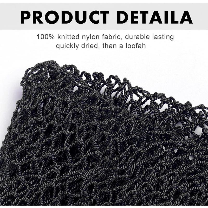 African Net Long Bath Net Sponge,Bathing Body Exfoliating Shower Body Back Scrubber Skin Smoother,Stretch Length to 66 INCH (Black) Accessories