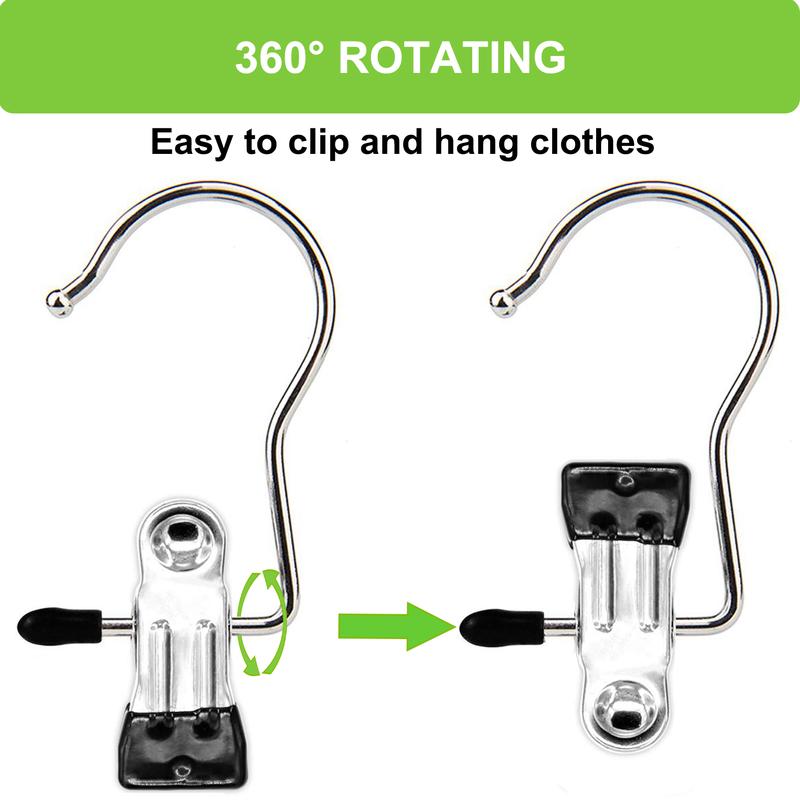 16 Pack Laundry Hooks, Clothes Pins and Hanging Clips Heavy Duty Clothes Hangers for Closet, Pants, Skirts,Socks, Handbags,Wardrobe Organizer