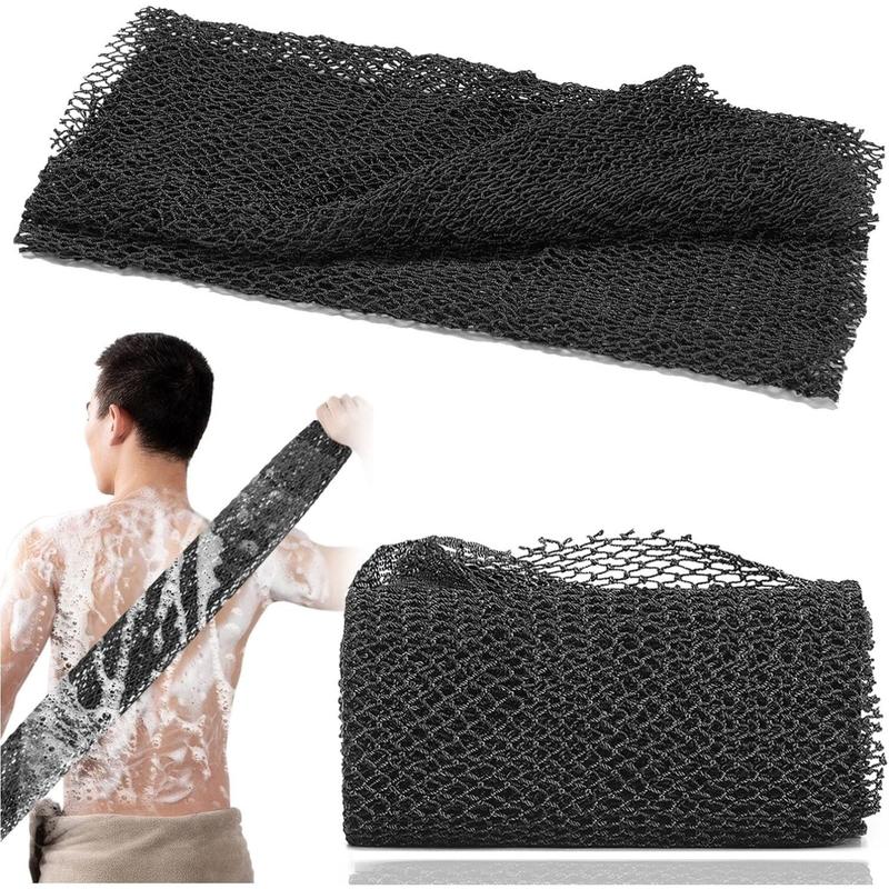 African Net Long Bath Net Sponge,Bathing Body Exfoliating Shower Body Back Scrubber Skin Smoother,Stretch Length to 66 INCH (Black) Accessories