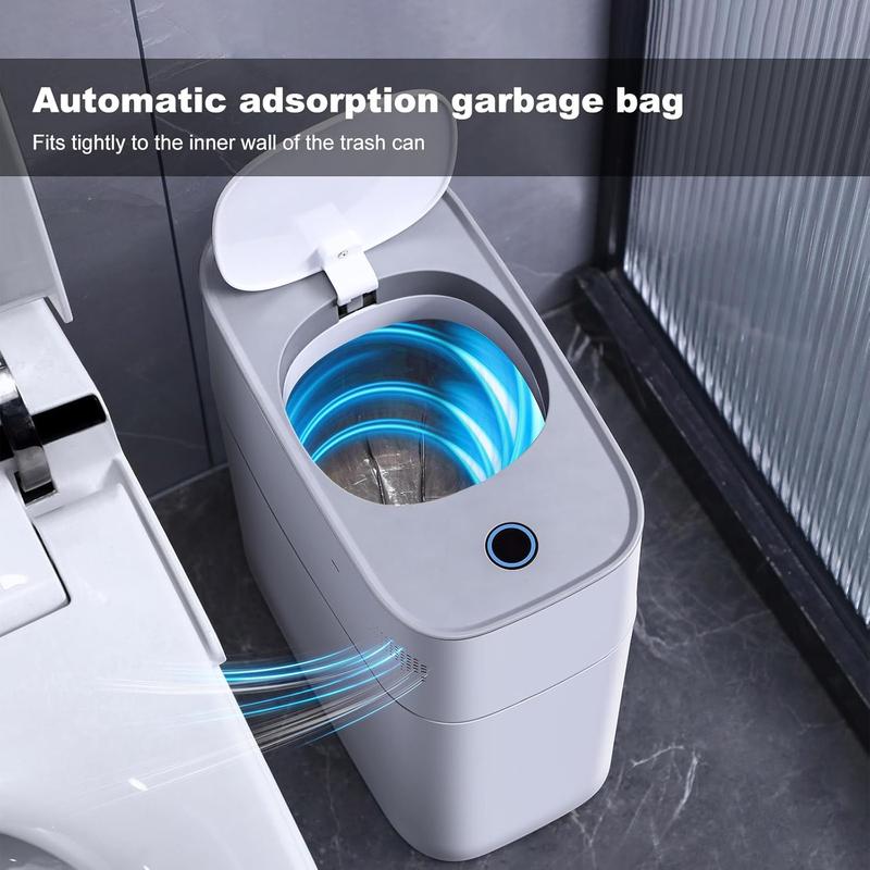 Touchless and Oder-prevention Motion Sensor Smart Bathroom Trash Can, White Water Proof and Pet Proof Auto Sealing Grarbage Bin for Office, Living Room, Kitchen JOYBOS