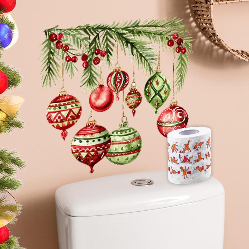 Christmas Themed Toilet Sticker, 1 Count Reusable Waterproof Toilet Lid Decal, Bathroom Decoration Supplies for Home Festival Party