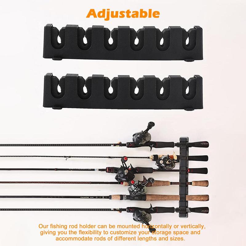 Vertical  Horizontal Fishing Rod Storage Rack, 6 Fishing Rod Holder (fishing Rods Not Included), Wall Mounted Fishing Pole Holder and Rack for Home, Fishing Accessories, Flyfishing, Solocamping, picnicaesthetic