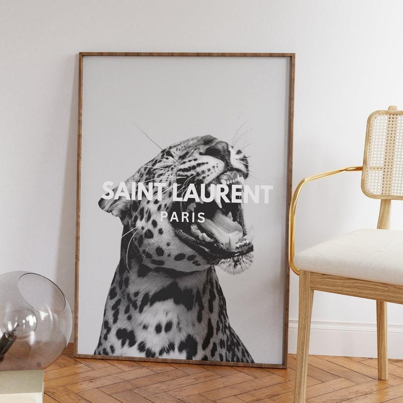 Luxury Dorm Design Black & White Cheetah Poster with 'Saint Laurent Paris'