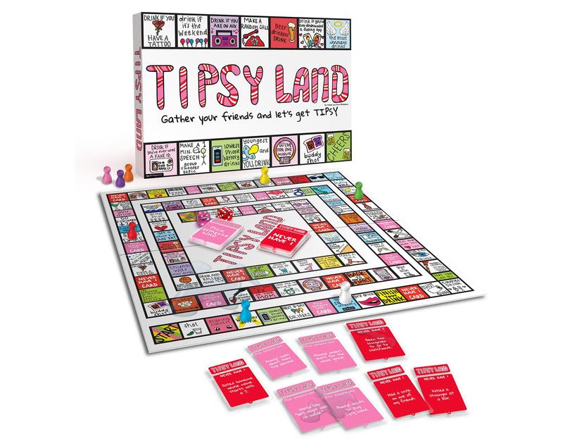 Tipsy Land Your New Favorite Party Board Game, More Than 75 Unique Spaces for Calling Out Friends, Silly Dares & Confessions, Mini Competitions