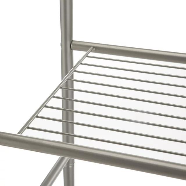 Over the Toilet Steel 3-Shelf Storage Shelf Unit, Satin Nickel Finish for Adults