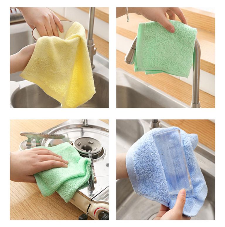 10 Counts Absorbent Microfiber Cloth，Bamboo Pulp Fiber Cleaning Towels，Lint-Free Streak-Free Cleaning Cloths，Reusable and Washable Kitchen Rags cloth  sink durable