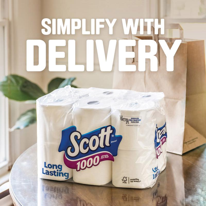 Scott 1000 Toilet Paper, 12 Rolls, 1,000 Sheets per Roll