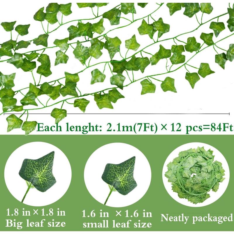 12 Pack 84 Feet Fake Ivy Leaves Vines Artificial Garland Greenery Hanging Plants for Bedroom Decor Aesthetic, Party Wedding Wall Decorative Fruit