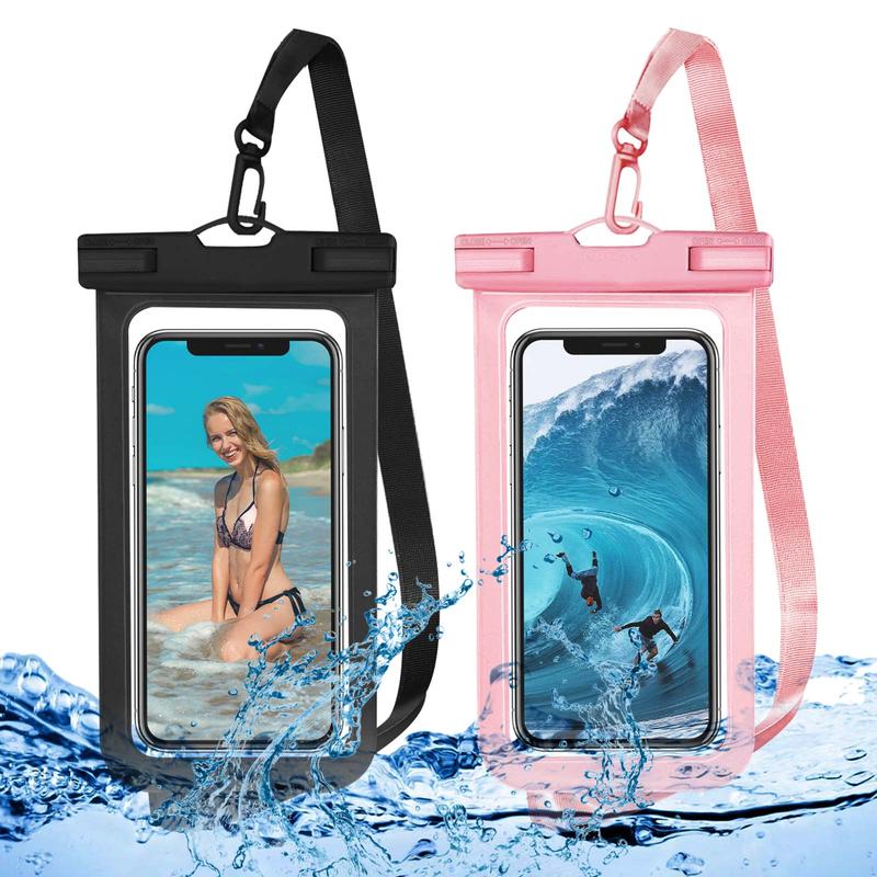 Waterproof Phone Pouch, 2 Counts Clear Waterproof Cell Phone Case Lanyard for iPhone 15 14 13 Pro Max Plus Galaxy S22 S23 Up To 7