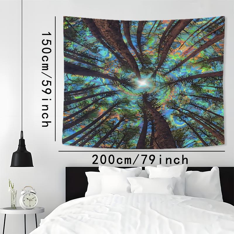 Forest Sky Pattern Tapestry, 1 Count Wall Hanging Decor, Aesthetic Tapestry for Bedroom Home Office Decor with Free Installation Accessories