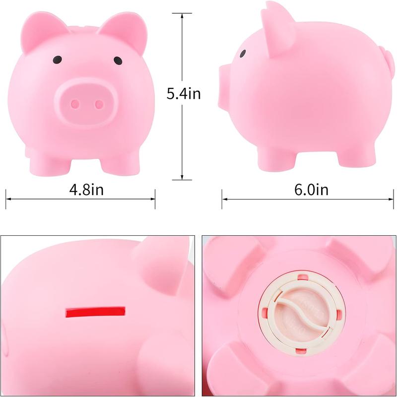 Large Piggy Banks, Cute Plastic Pig Money Box, Piggy  for Girls and Boys, Unbreakable Plastic   Fun Gifts for Birthday, Festival,  Shower (Pink)