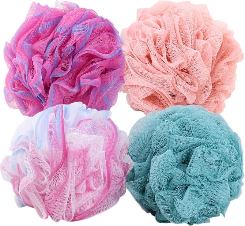 4 count Shower Loofahs  Sponge  Scrubber 75g pc Bath Puffs Shower Scrunchies Bathing Sponges for Women and Men