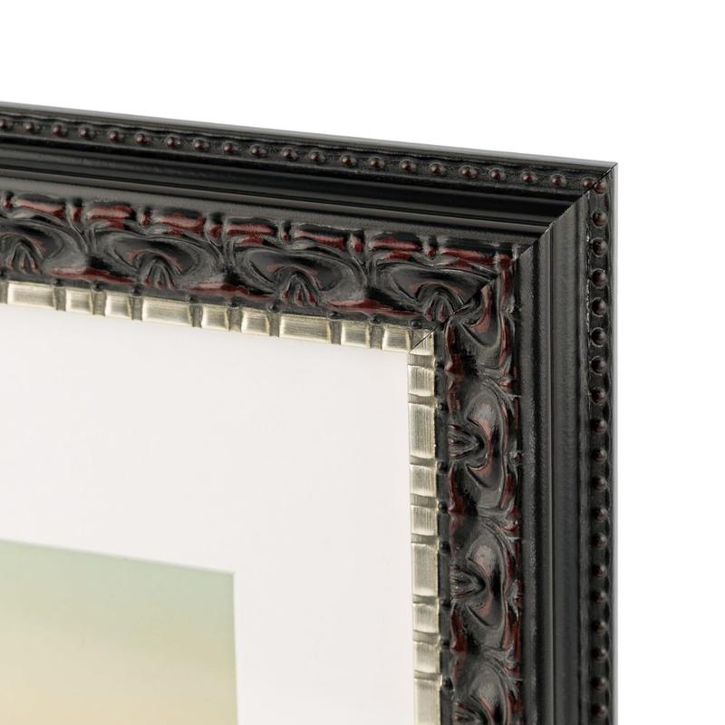 Ornate Finish Photo Frame with White Mat for Picture & Real Glass