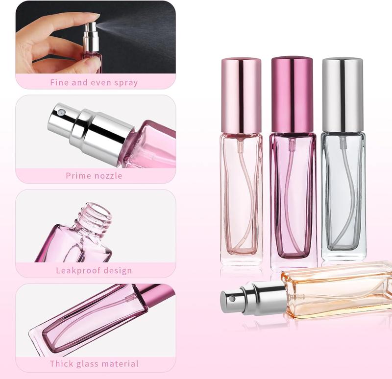 Glass Travel Perfume Bottle Refillable, 10ml Perfume Travel Refillable Bottles, Pocket Perfume Spray Bottle Atomizer for Travel, 4 count Refillable Perfume Bottle for Travel Gift Dispenser