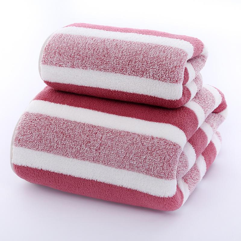 Striped Pattern Bath Towel Set, 2 Counts Soft Lightweight Quick-dry Bath Towel with Towel Set, Absorbent Bath Towel for Home Bathroom, Swimming Pool, Gym