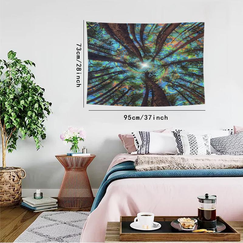 Forest Sky Pattern Tapestry, 1 Count Wall Hanging Decor, Aesthetic Tapestry for Bedroom Home Office Decor with Free Installation Accessories