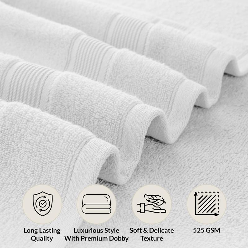 Lux Decor 6 Pack Bath Towel Set - 100% Cotton, Zero Twist Weave, Soft & Absorbent -  2 Bath Towels, 2 Hand Towels, 2 Washcloths, Bathroom Towel Set