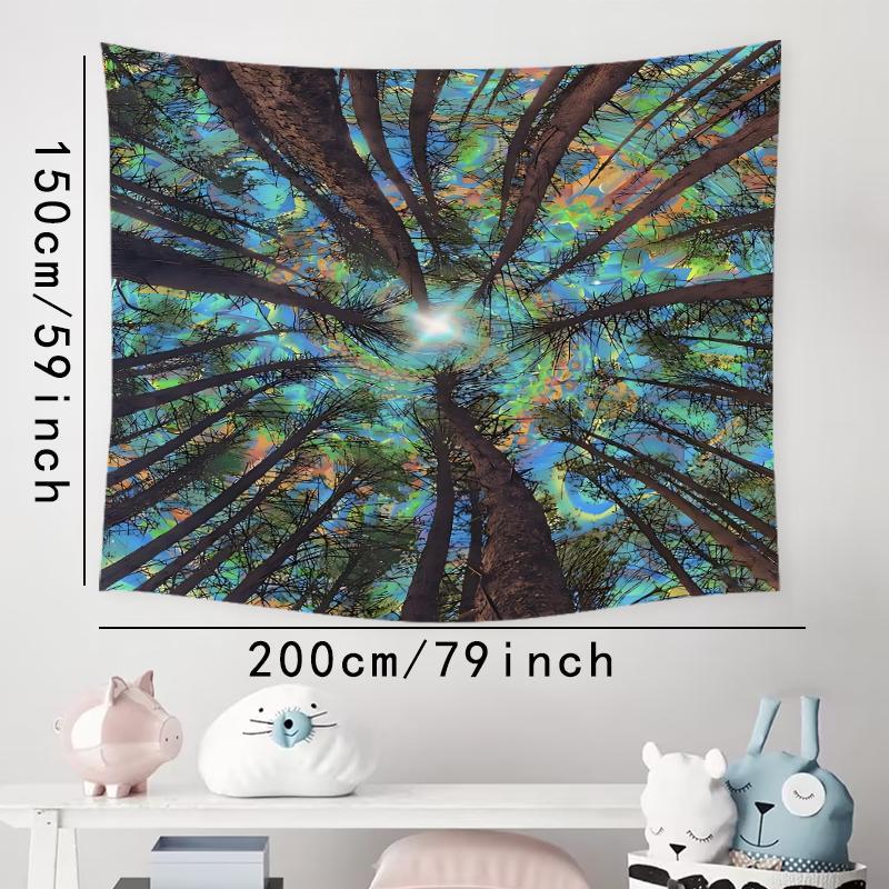 Forest Sky Pattern Tapestry, 1 Count Wall Hanging Decor, Aesthetic Tapestry for Bedroom Home Office Decor with Free Installation Accessories