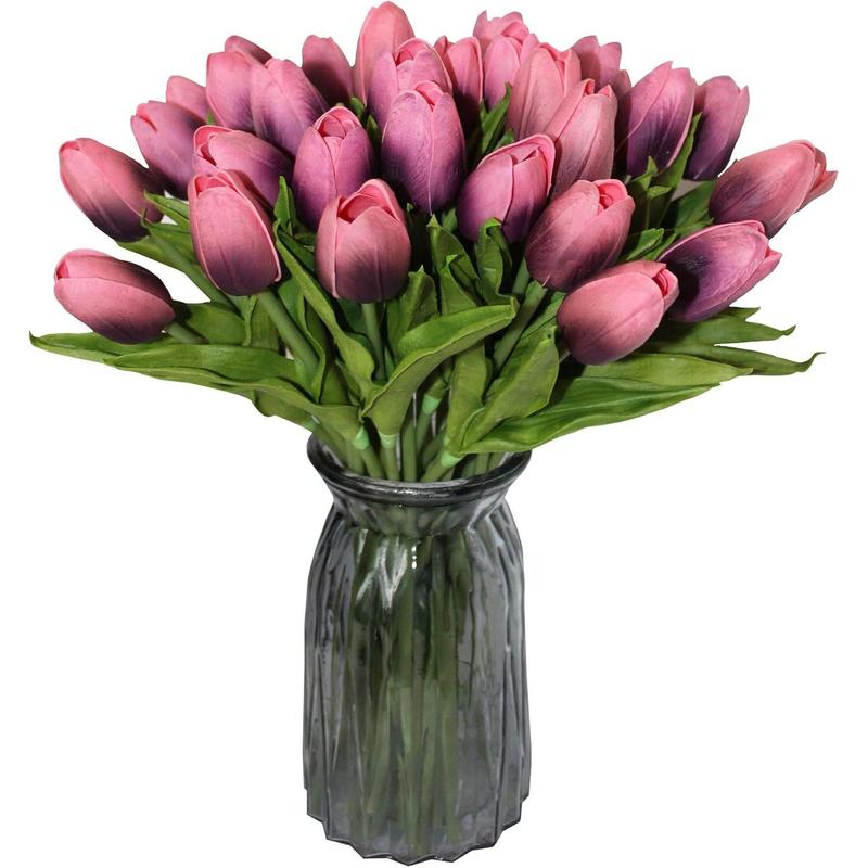 19 5000 10 Artificial Flower Mini Tulip Bouquet (Gradient Coral)