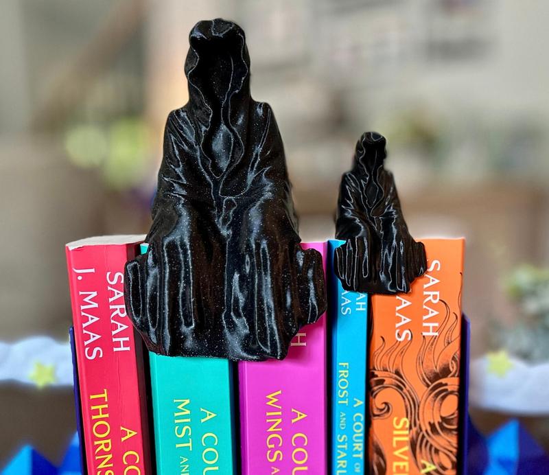 ACOTAR Suriel with Teacup Angel of Death Grim Reaper a court of thorns, thorns and roses, Sarah j Maas, Suriel, grim reaper, angel of death, teacup, spill the tea, sitting ghost, cup Decor Hanging Plastic Ornaments Hangable