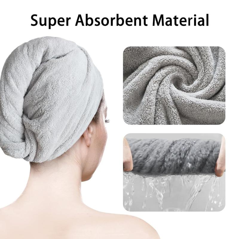 Microfiber Hair Towel Wrap for Women 2 Pack, Solid Color Hair Towel Large Hair Turban for Wet Hairs, Christmas Décor, Thanksgiving Gift