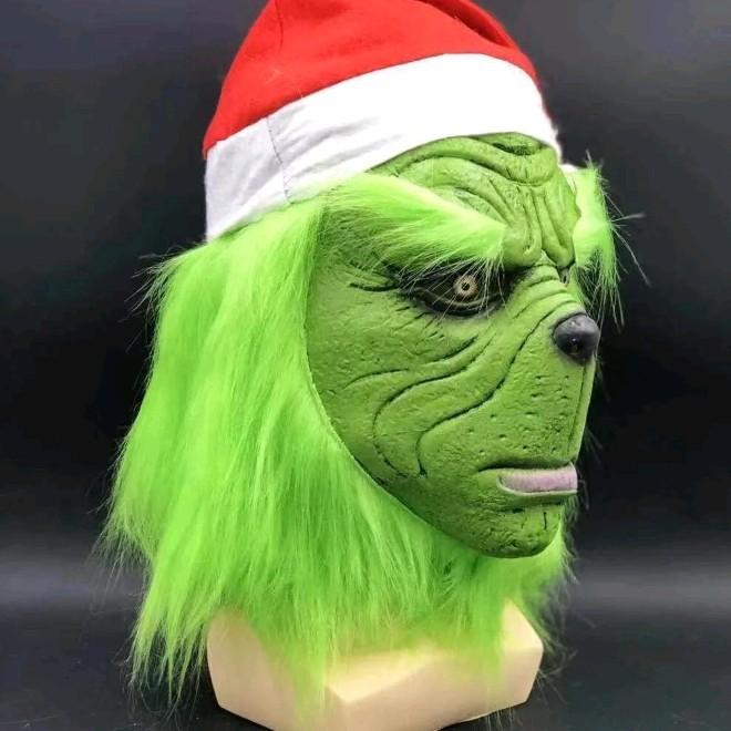 The Grinch Full Head Latex Mask Xmas Hat Monster Adult Costume Christmas Cosplay