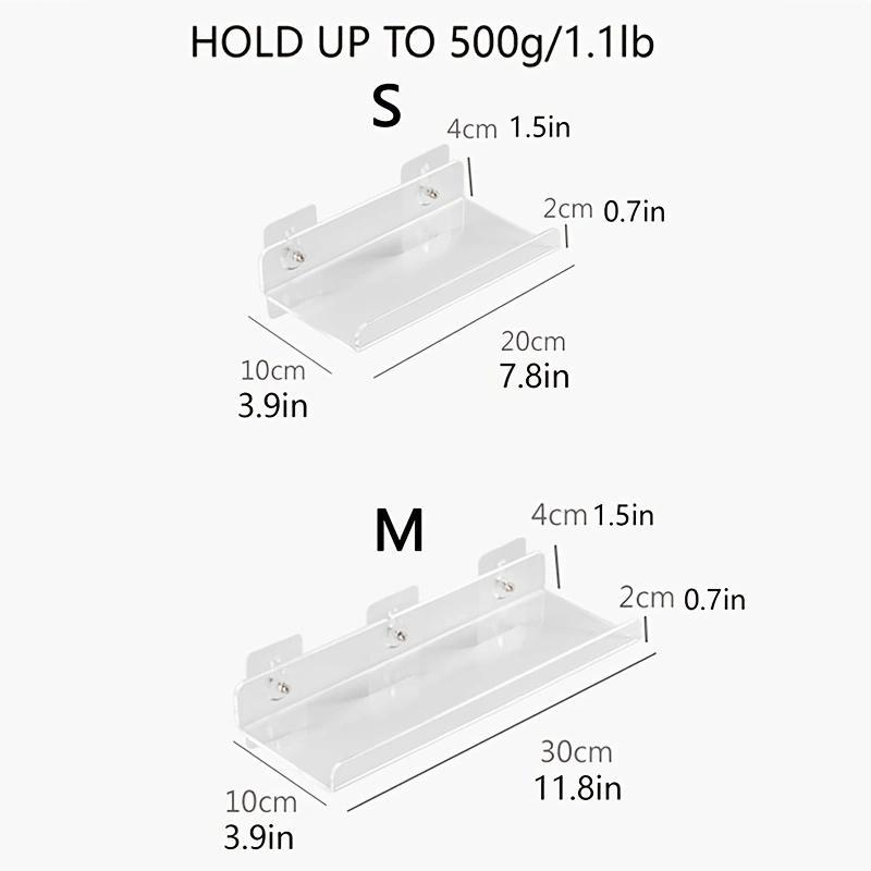 Clear Acrylic Wall Mounted Storage Rack, 1 Count Transparent Punch Free Bathroom Storage Rack, Simple Multi-purpose Floating Wall Storage Rack, Home Organizers