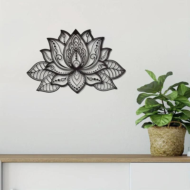 Lotus Design Wall Decor, 1 Count Iron Flower Pattern Wall Art, Wall Hanging Decor for Home Living Room Bedroom Study Room, Home Decor