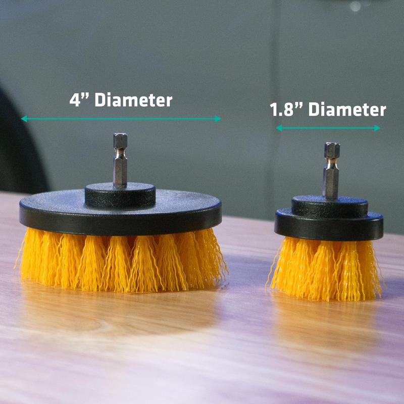 VIKING Drill Powered Carpet Cleaning Brushes for Car, Interior Cleaning Brush, Black and Yellow, 2 Pack Set Rubber