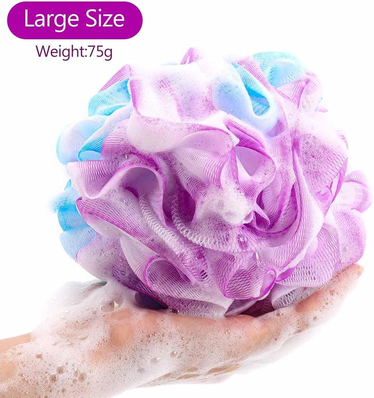 4 count Shower Loofahs  Sponge  Scrubber 75g pc Bath Puffs Shower Scrunchies Bathing Sponges for Women and Men