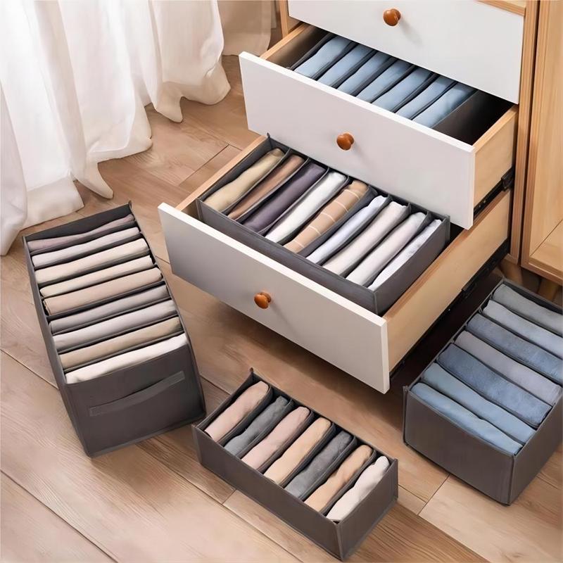 Multi Compartment Clothes Storage Box, 1 Count Non-woven Fabric Jeans Storage Box for Dressers Drawer, Space-saving Clothes & Underwear Storage Box, Home Wardrobe Drawer Organizer