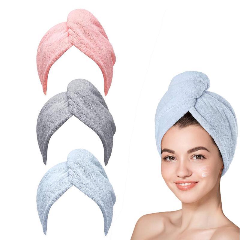 Microfiber Hair Towel, 3 Counts set Wet Hair Turban, Dry Hair Wrap Towel for Curly Hair Women, Heatless Styling Tools for Daily Use