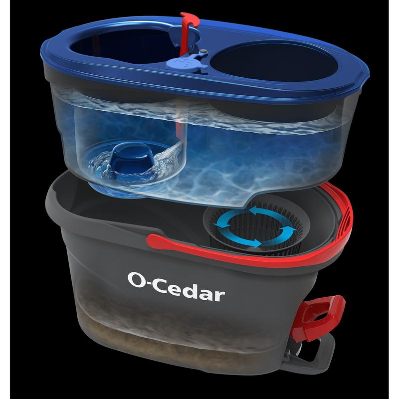 O-Cedar RinseClean Clean Water Spin Mop and Bucket System | Clean with Clean Water | Removes 99% of Bacteria || XZAVIOR