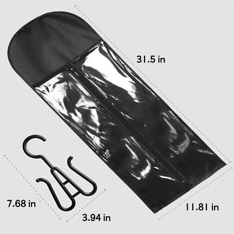 Wig Storage Bag with Hook, 2 Pcs High Quality Zipper Transparent Wig Storage Hanger, Dustproof Wig Storage Tool for Salon & Home--Hangable Organiser