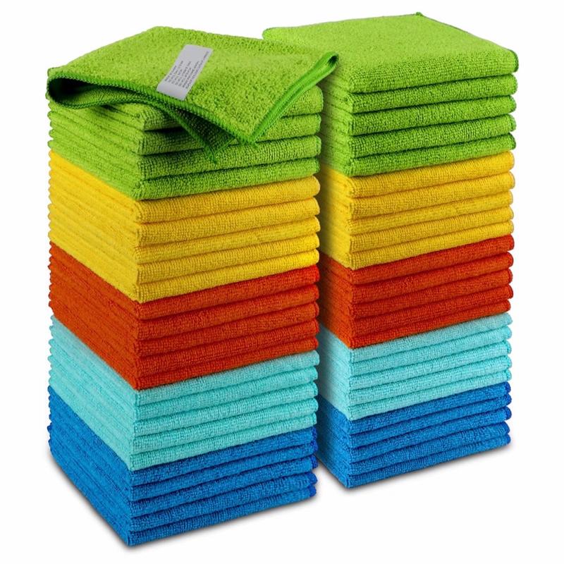 50 Pack Microfiber Cleaning Cloths for Cars, SUVs, House, Kitchen, Window - Premium All-Purpose Absorbent Cleaning Towel