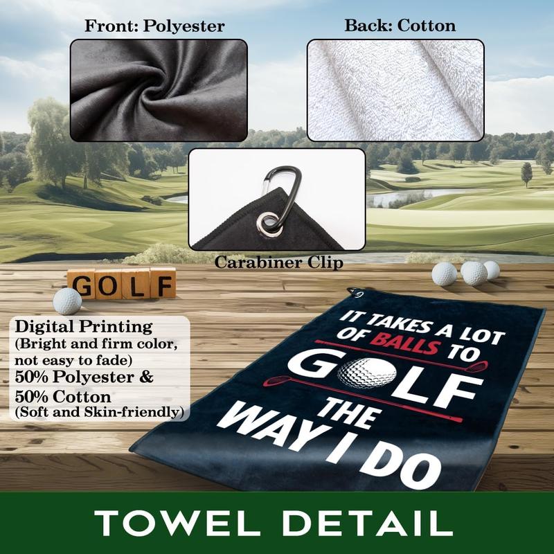 It Takes A Lot of Ball to Golf Polyester and Cotton Blend Printed Golf Towel, Funny Golf Accessories for Men Women, Golf Gift for Golf Fan Dad, Golf Lover Father's Day Birthday Gift (OGT019)