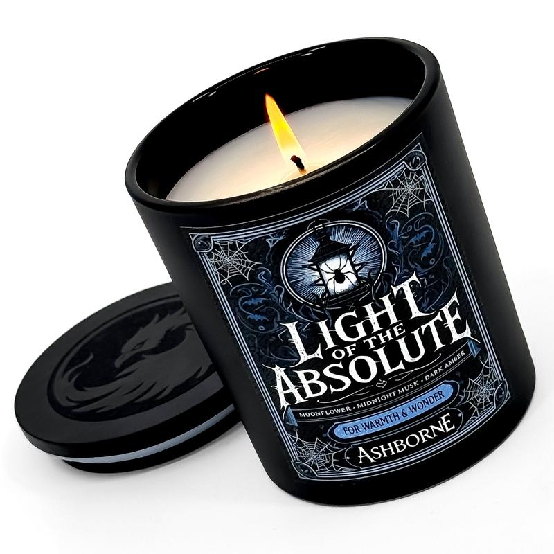 Light of the Absolute - 8oz Scented Candle - Moonflower, Midnight Musk, Dark Amber - Natural Coconut Wax - 35 h Burn Time - Premium Foil Label - Dark Candles