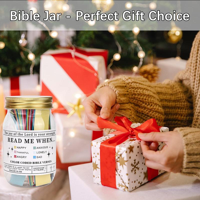 Bible Verse Jar, 1 Count Bible Verse Gift with Gift Box, Emotional and Feelings Bible Poem Jar, Prayer Request Card, Christian Gift Festive Party Supplies