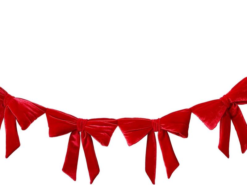 7 Feet Red Bow Garland for Festive Home Decorations - Banner door decor affordable  garland