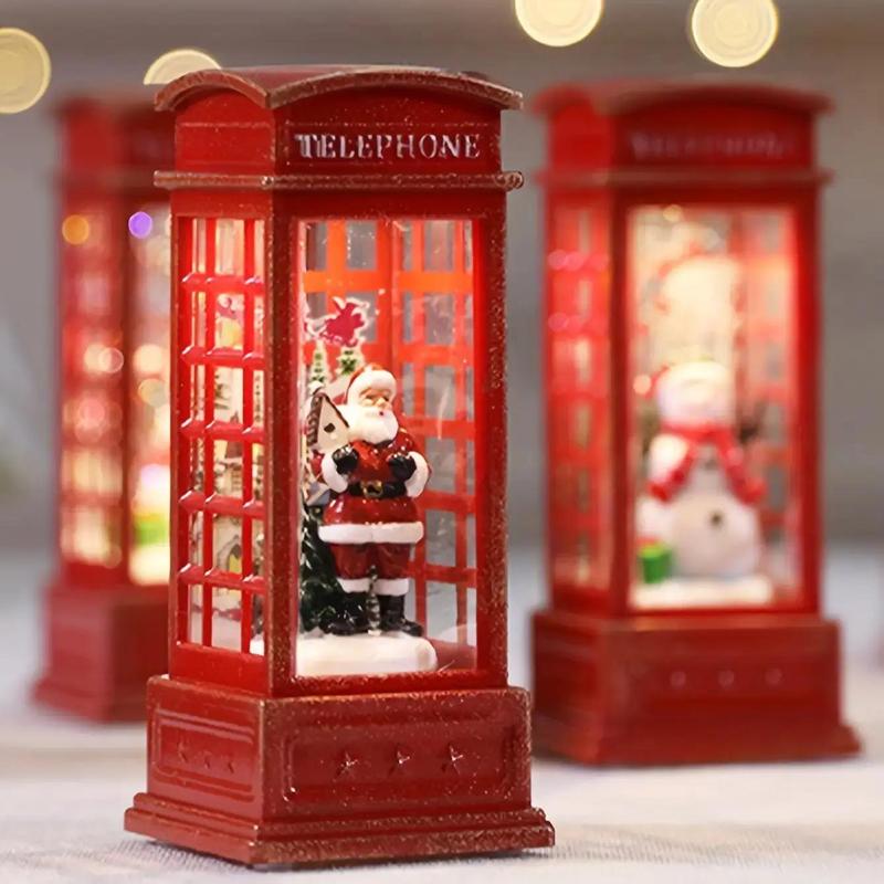 Christmas Themed Phone Booth Decoration, 3 Counts set LED Light Phone Booth Ornament, Decorative Light for Home Party Festival, Battery Included